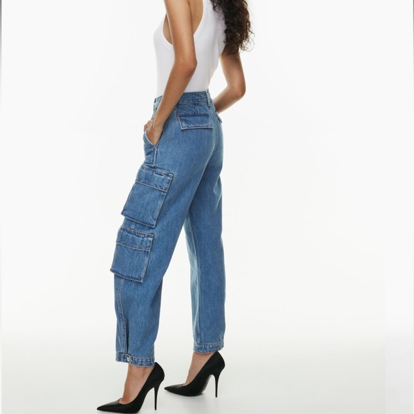 Aritzia 90s Millie Hi-Rise Cargo Jean 5 years kiss and tell bleu barrel 23 NEW - Picture 4 of 8